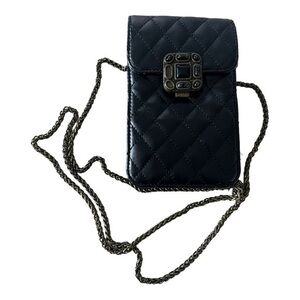 Vintage Black Quilted Crossbody Phone Bag